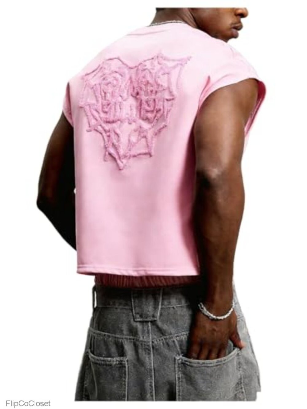 Men's Cropped Tank Top Sleeveless Oversized Boxy Crew Neck Summer Vest